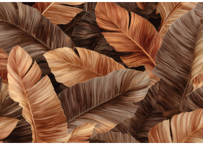 Фототапет Топла ботаника в карамелени и кафяви тонове – модерна елегантност